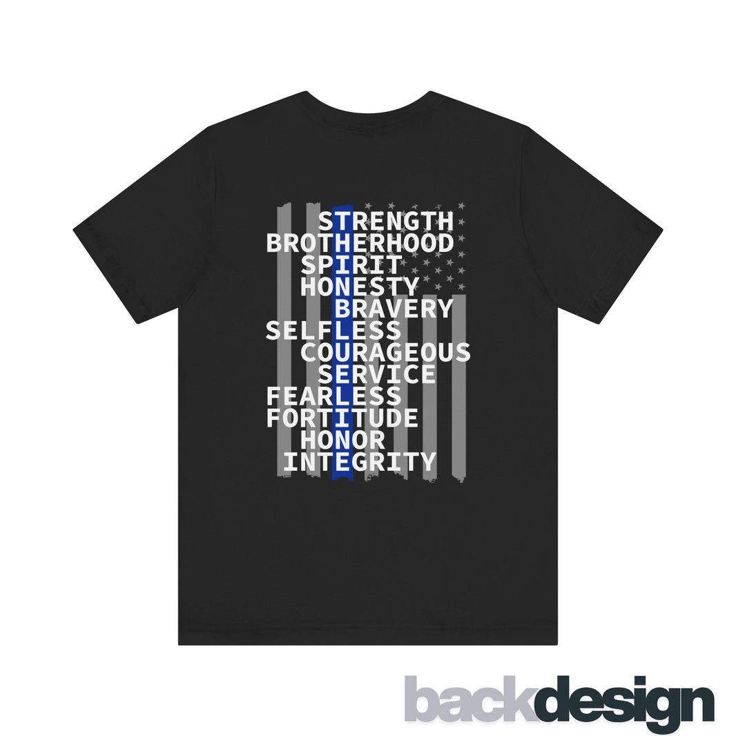 Thin Blue Line Acronym T-Shirt – Strength, Honor & Bravery Tribute