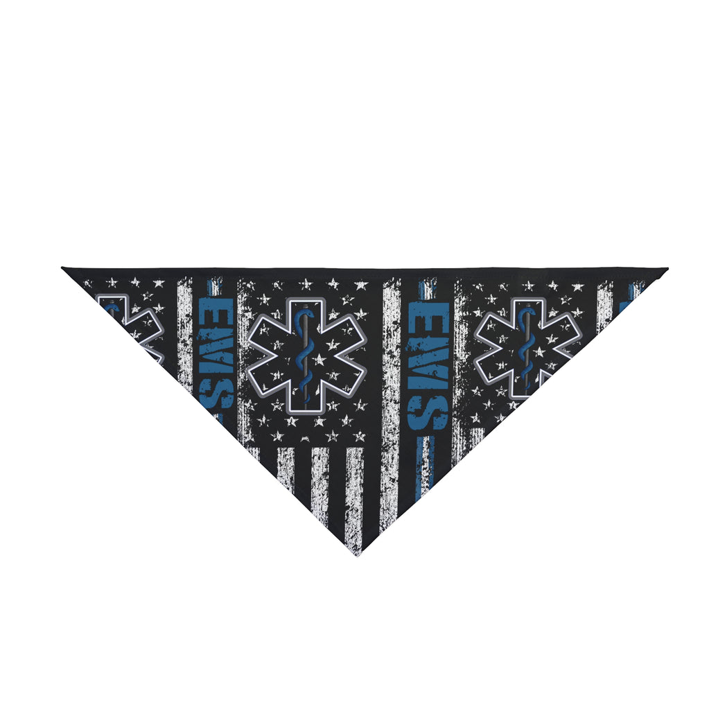 K9 EMT Dog Bandana – Thin White Line with EMS & Blue Line Support