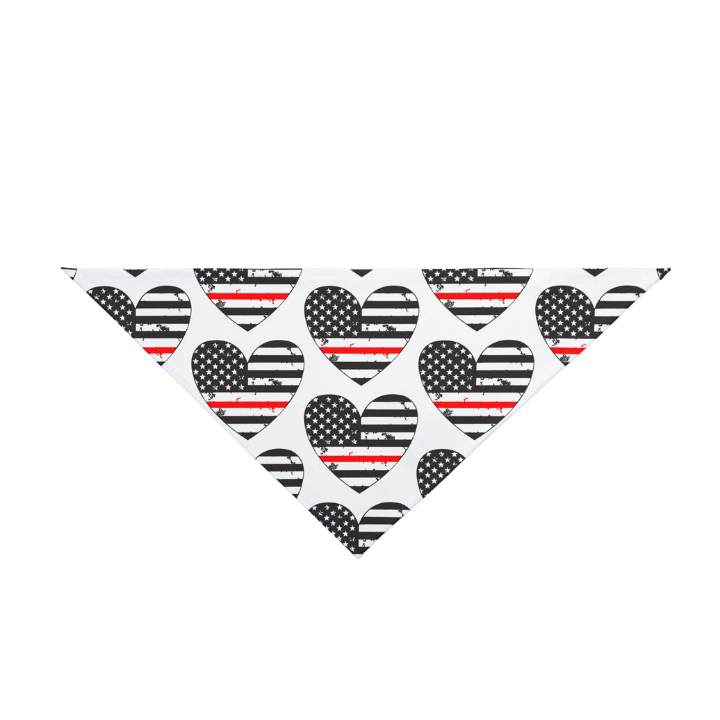 Heart Shaped Thin Red Line Flag Dog Bandana