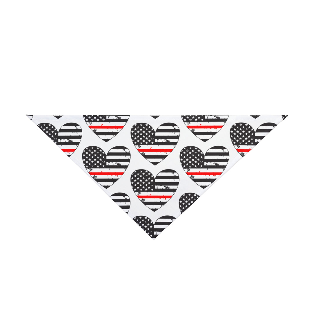 Heart Shaped Thin Red Line Flag Dog Bandana