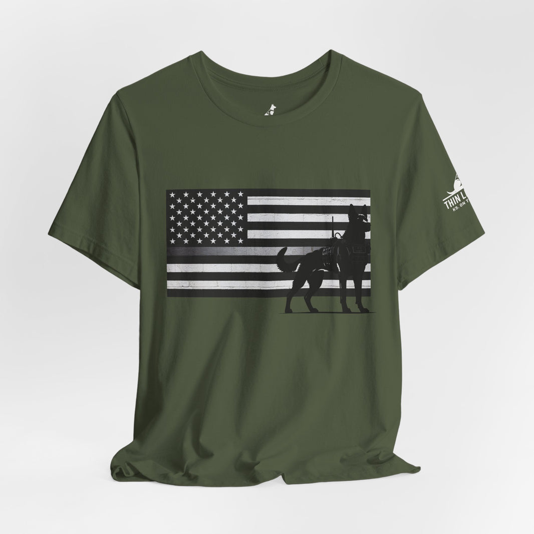 Thin Silver Line Flag K9 T-Shirt