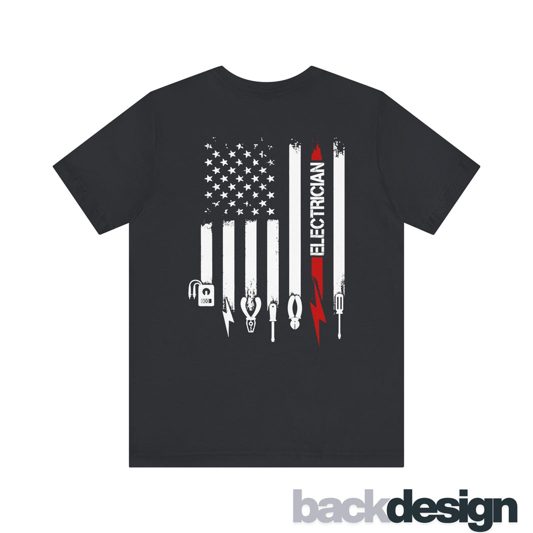 Wired to Work – Electrician Flag Tee