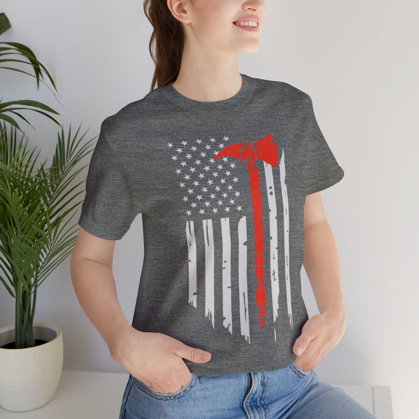 Firefighter Thin Red Line Flag Axe Tshirt, Fire Department Tee, First Responder Shirt, Firefighter Support Apparel, Fireman Gift