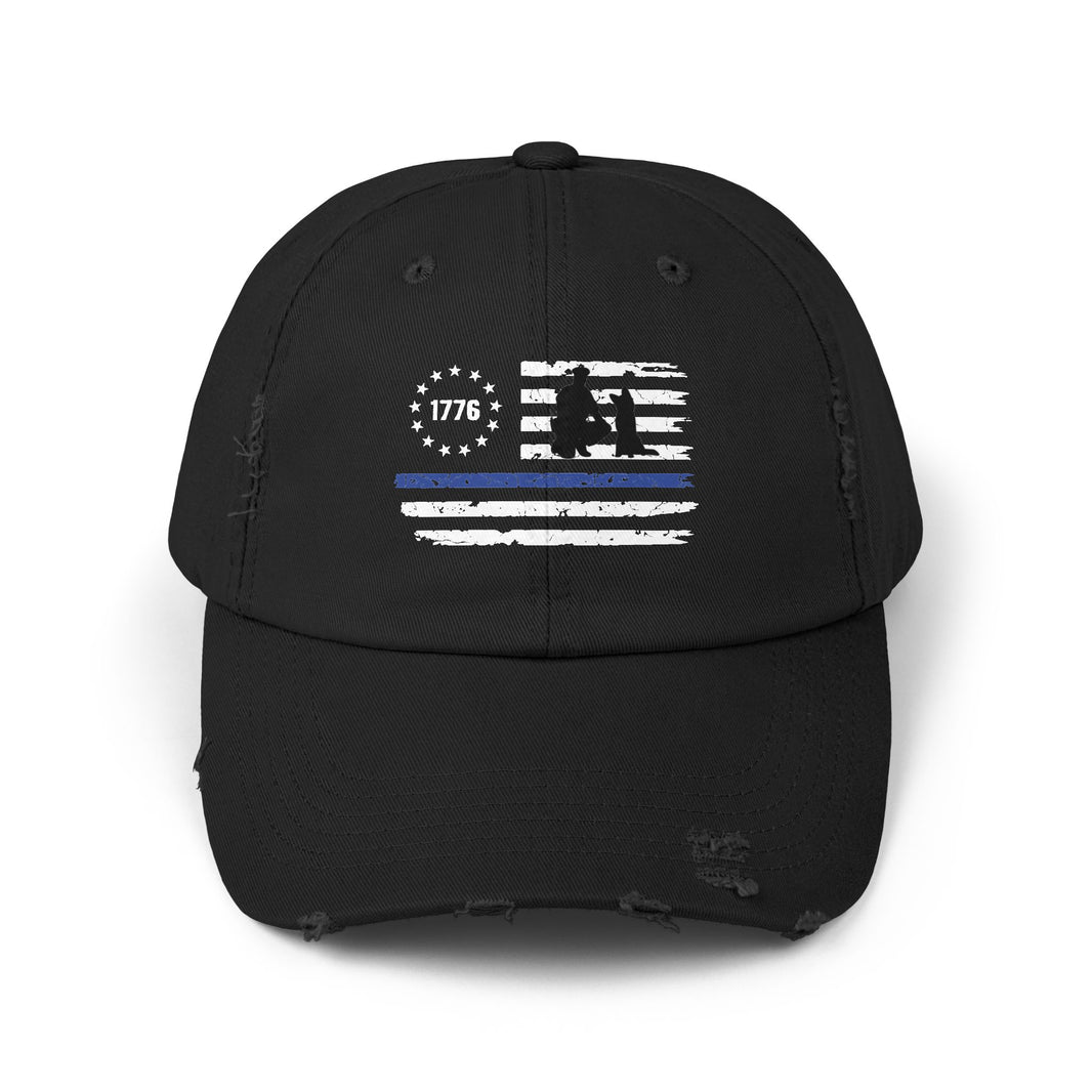 Distressed 1776 Thin Blue Line Flag Cap