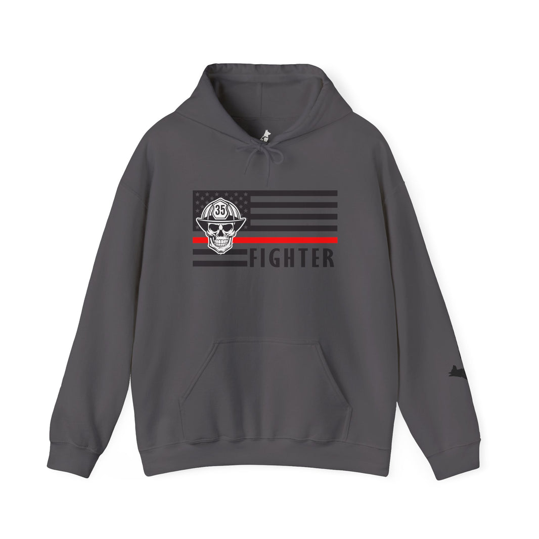 image Firefighter Skull Thin Red Line Flag Hoodie Sweatshirt