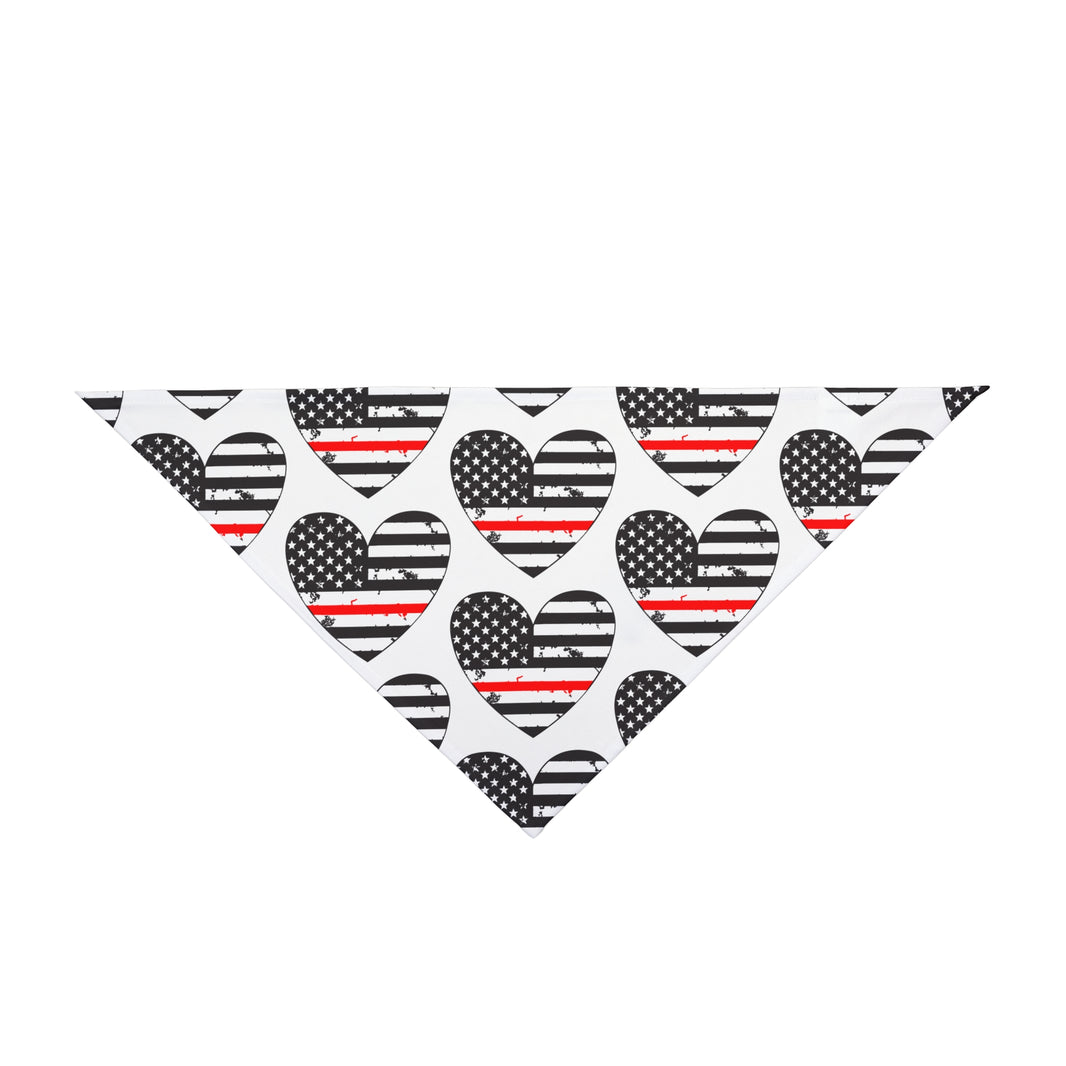 image Heart Shaped Thin Red Line Flag Dog Bandana
