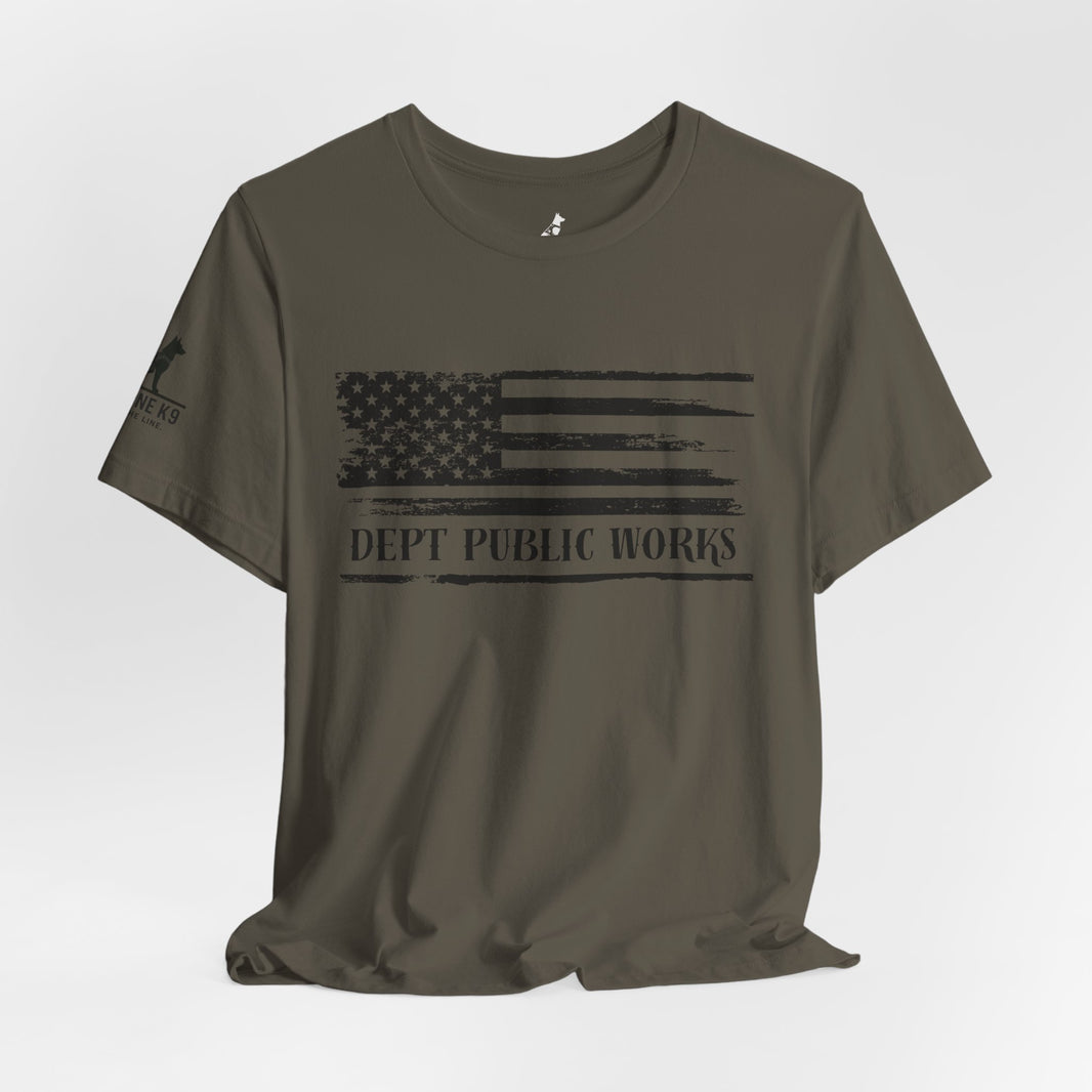 Distressed American Flag – Dept of Works Tee