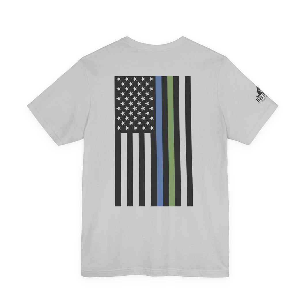 Animal Control Badge & Flag Tee – Blue & Green Line