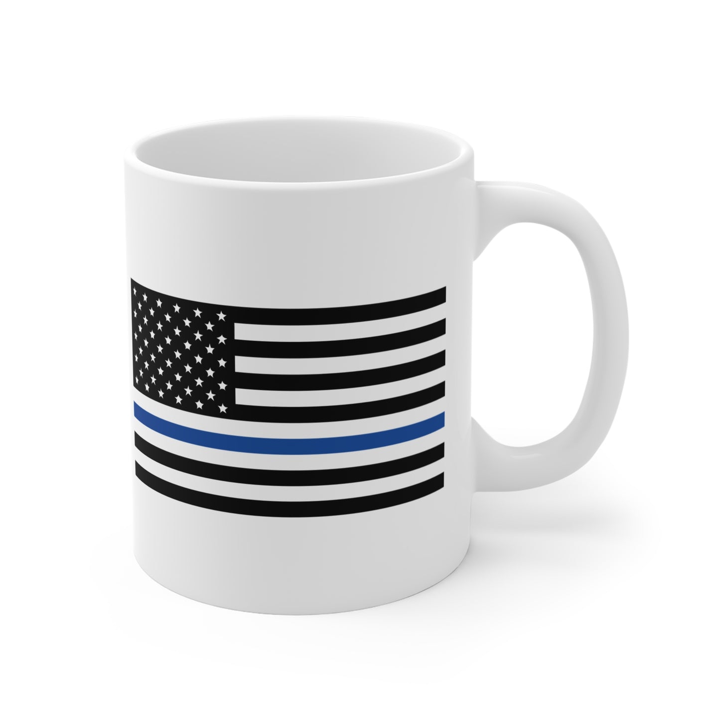Thin Blue Line Heart Flag 11oz Mug, Police Officer Dad Gift, Law Enforcement Coffee Cup, Support Blue Lives Matter, Patriotic Ceramic Tea