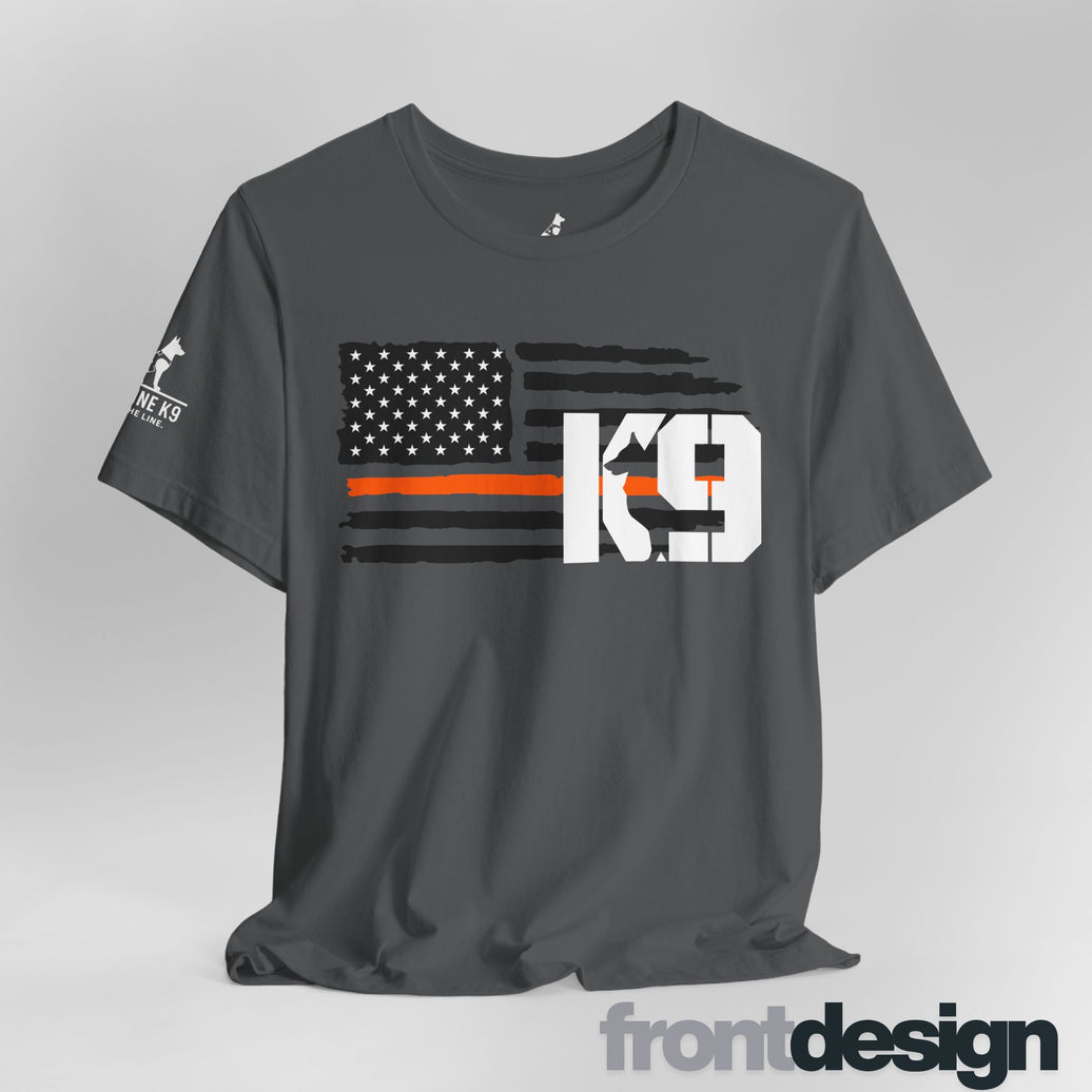 K9 Search & Rescue T-Shirt – Thin Orange Line Flag Design