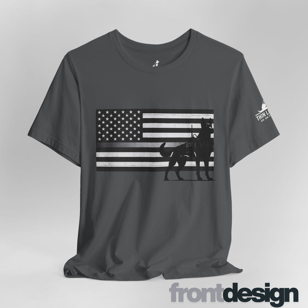 image Thin Silver Line Flag K9 T-Shirt
