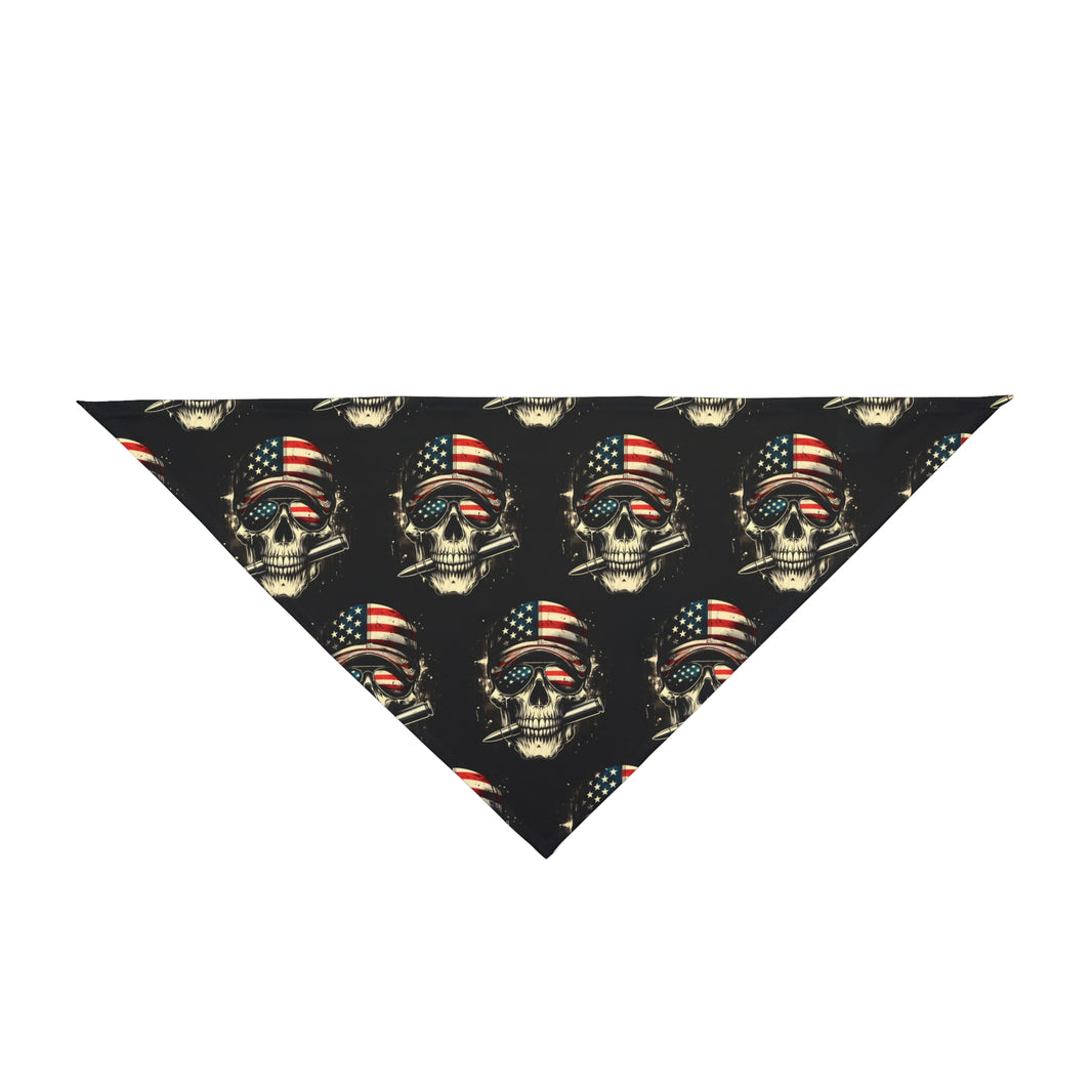 image Skull American Flag Dog Bandana, Patriotic Pet Accessory
