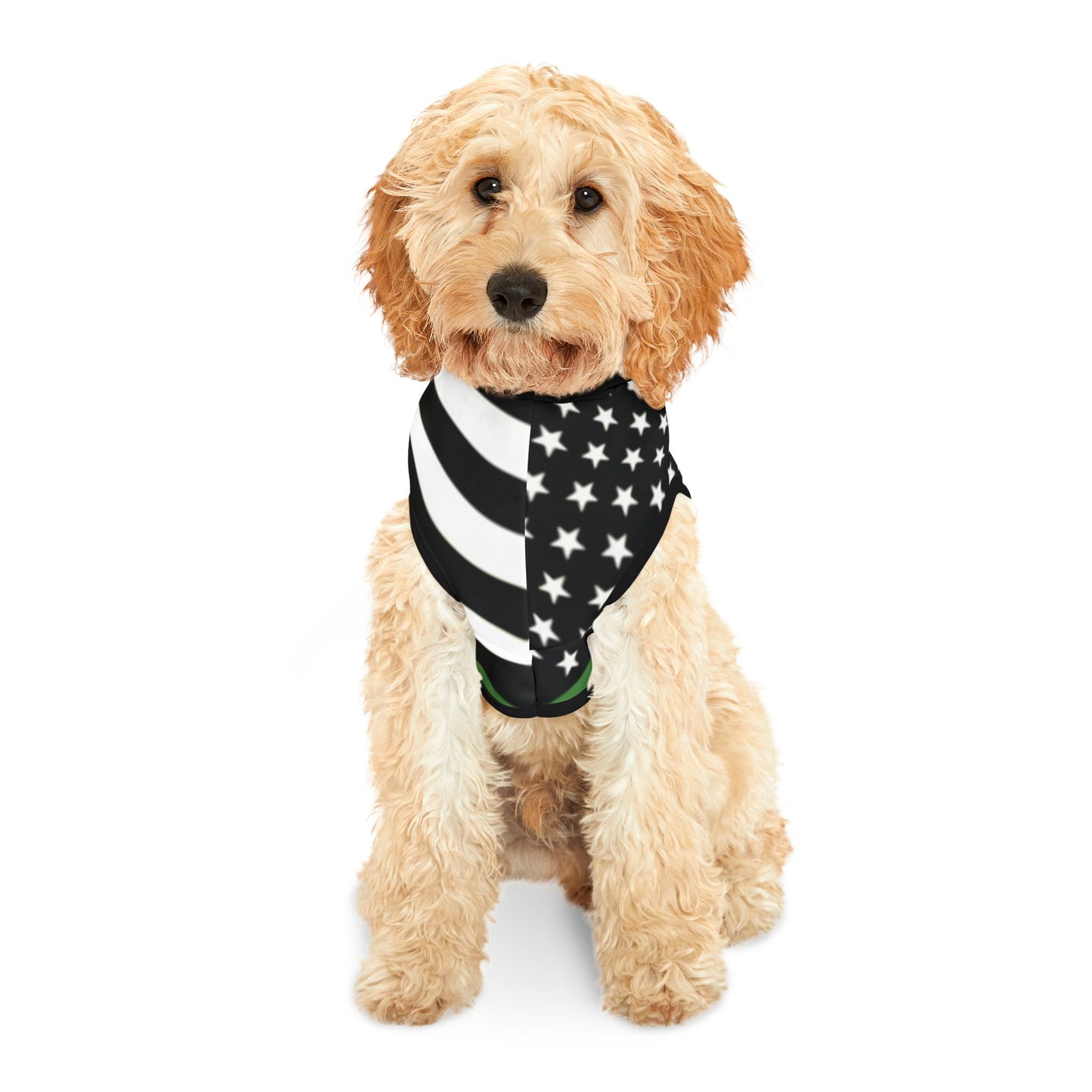 Thin Green Line Flag Pet Hoodie for Federal Agents, Support Our Border Patrol Sweatshirt, Border Agent K9 Jacket, Patriotic Dog Apparel,