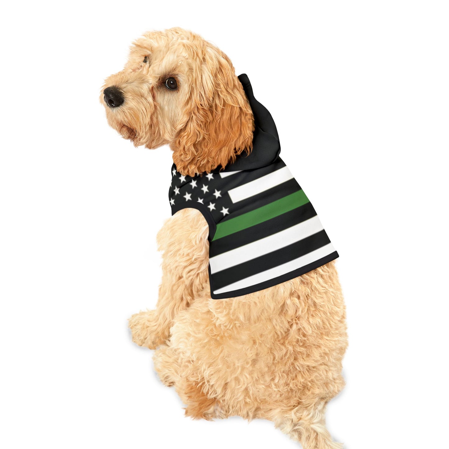 Thin Green Line Flag Pet Hoodie for Federal Agents, Support Our Border Patrol Sweatshirt, Border Agent K9 Jacket, Patriotic Dog Apparel,