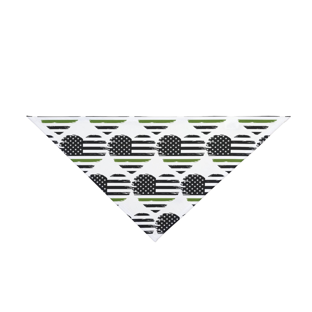 Thin Green Line Heart Dog Bandana