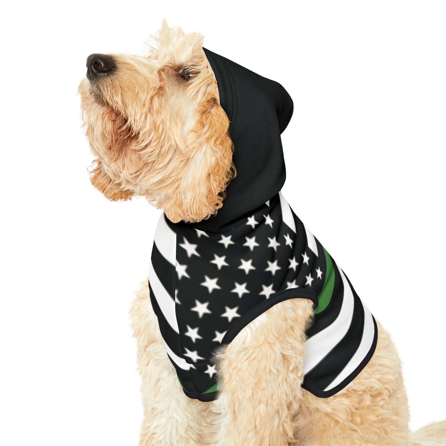 Thin Green Line Flag Pet Hoodie for Federal Agents, Support Our Border Patrol Sweatshirt, Border Agent K9 Jacket, Patriotic Dog Apparel,