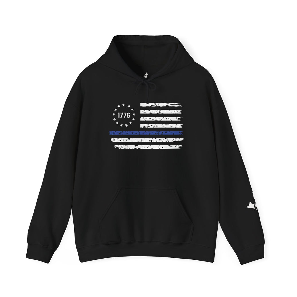 1776 Thin Blue Line Flag Hoodie
