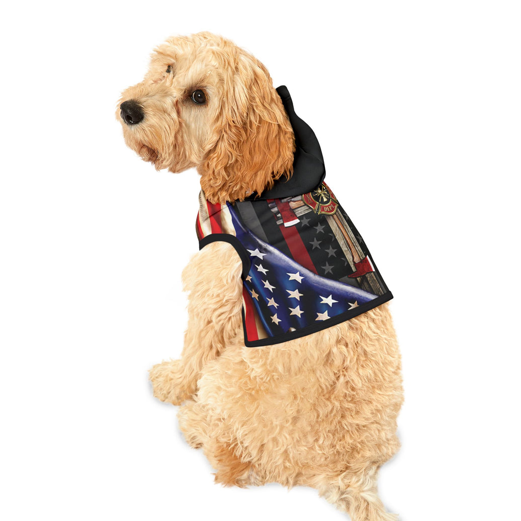 Firefighter Cross and Flag Dog Hoodie Sweatshirt