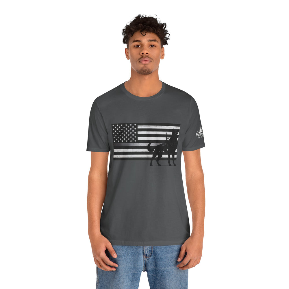 Thin Silver Line Flag K9 T-Shirt