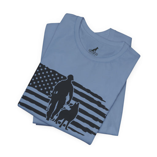 American Flag with K9 and Handler T-Shirt