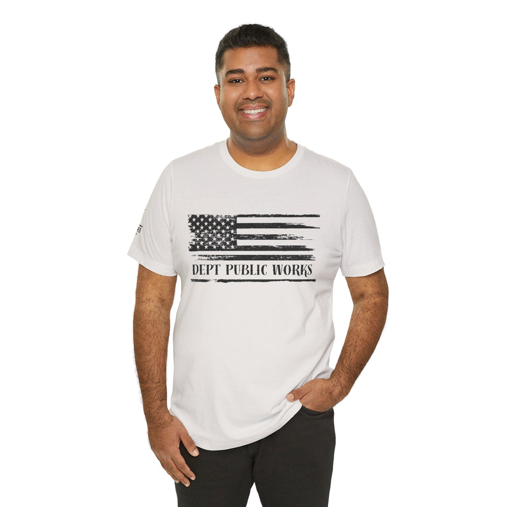 Distressed American Flag – Dept of Works Tee