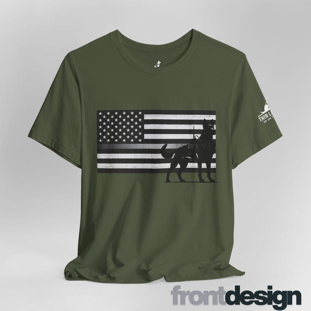 Thin Silver Line Flag K9 T-Shirt