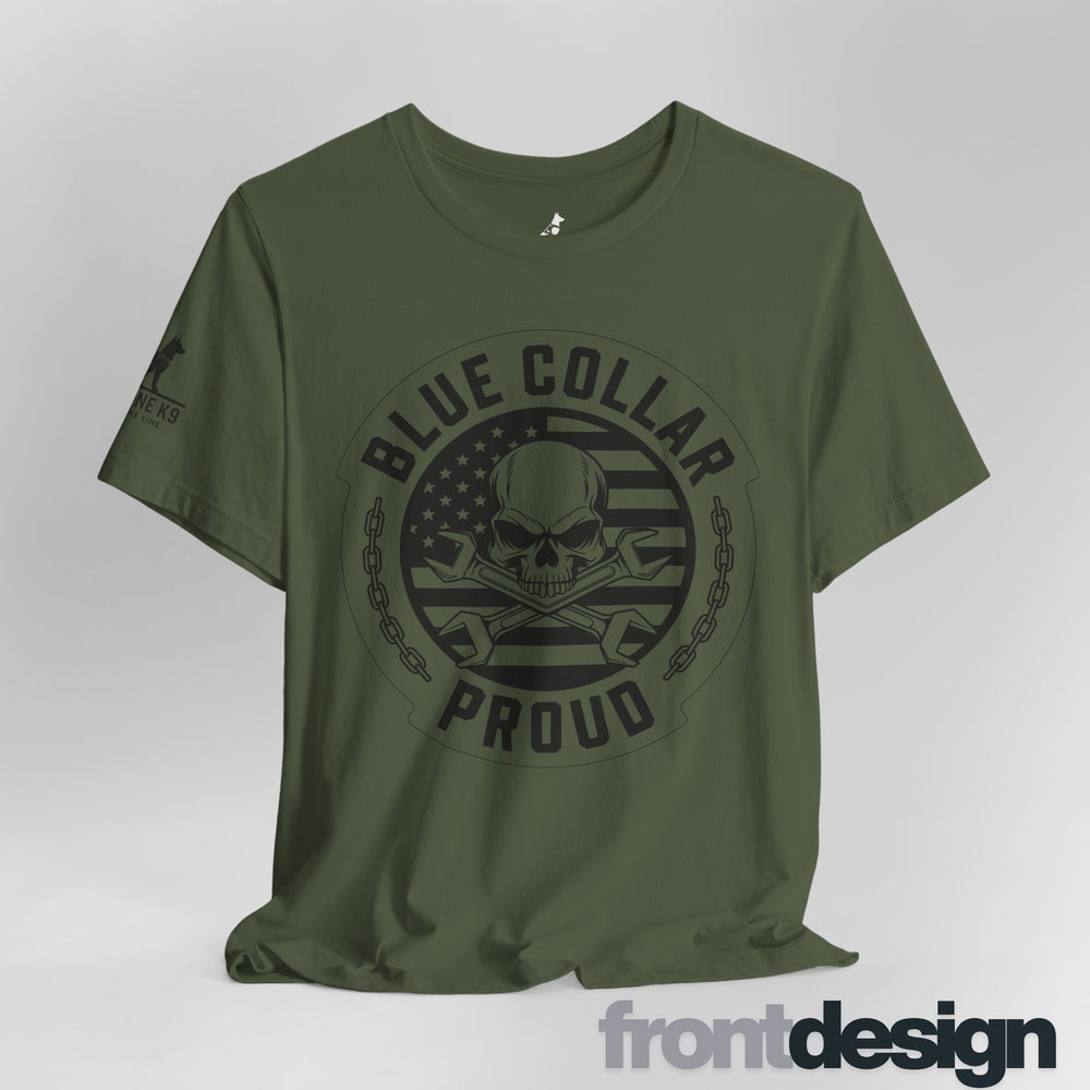 Blue Collar Proud – Skull & Wrenches Flag Tee