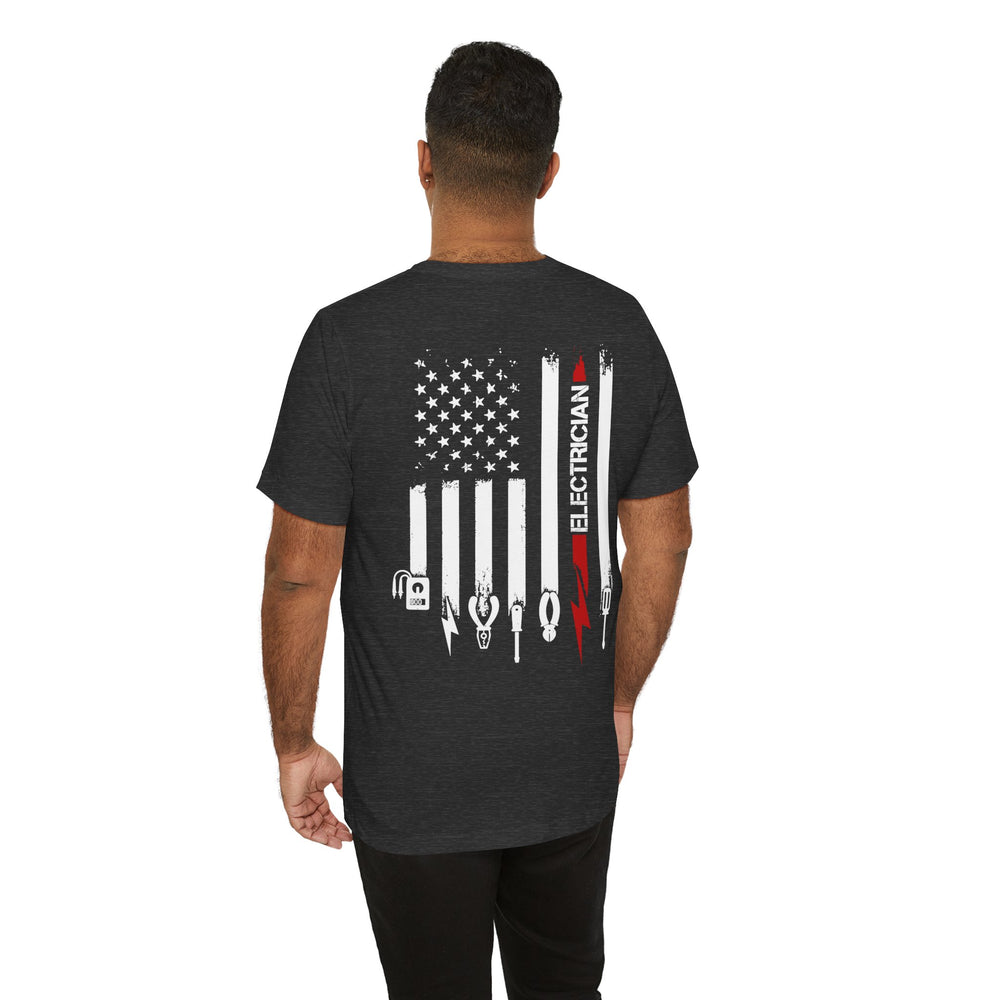 Wired to Work – Electrician Flag Tee