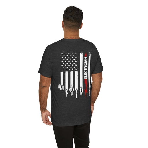 Wired to Work – Electrician Flag Tee