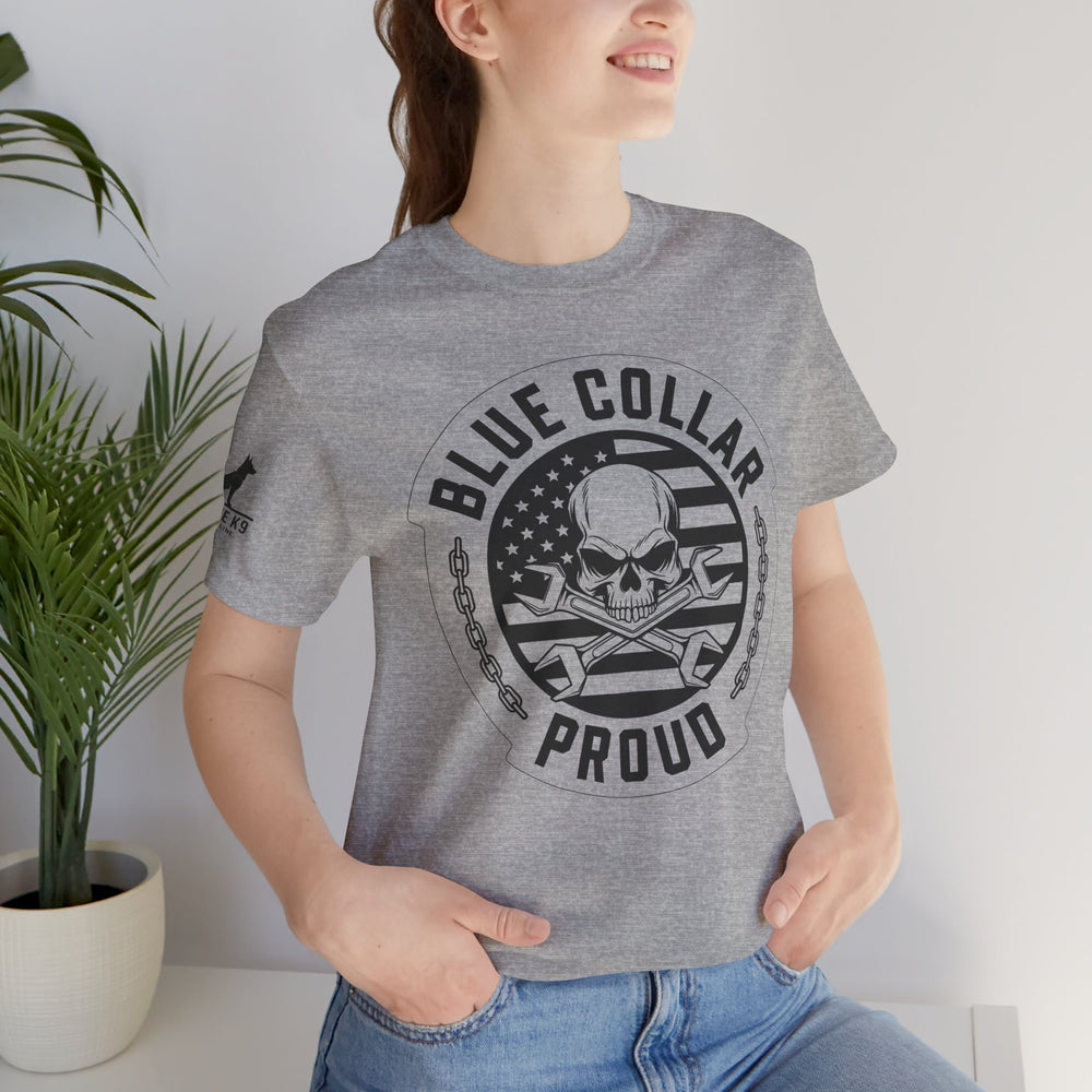 Blue Collar Proud – Skull & Wrenches Flag Tee