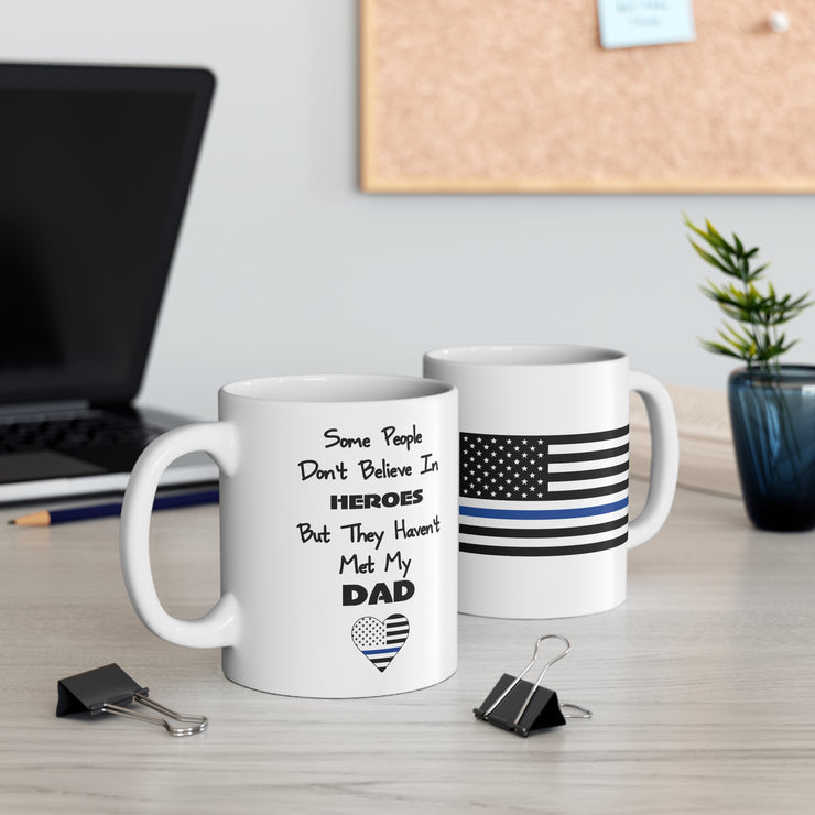 Thin Blue Line Heart Flag for Hero Dad Mug