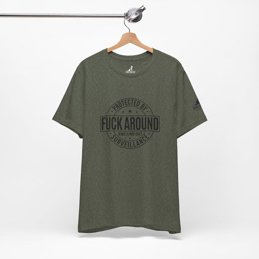 “Fuck Around and Find Out” Surveillance T-shirt with Thin Purple Line K9 Logo