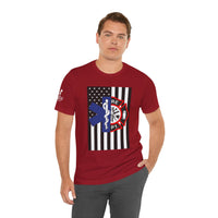 EMS & Firefighter Tribute Tee – Split Emblem Thin White Line Flag