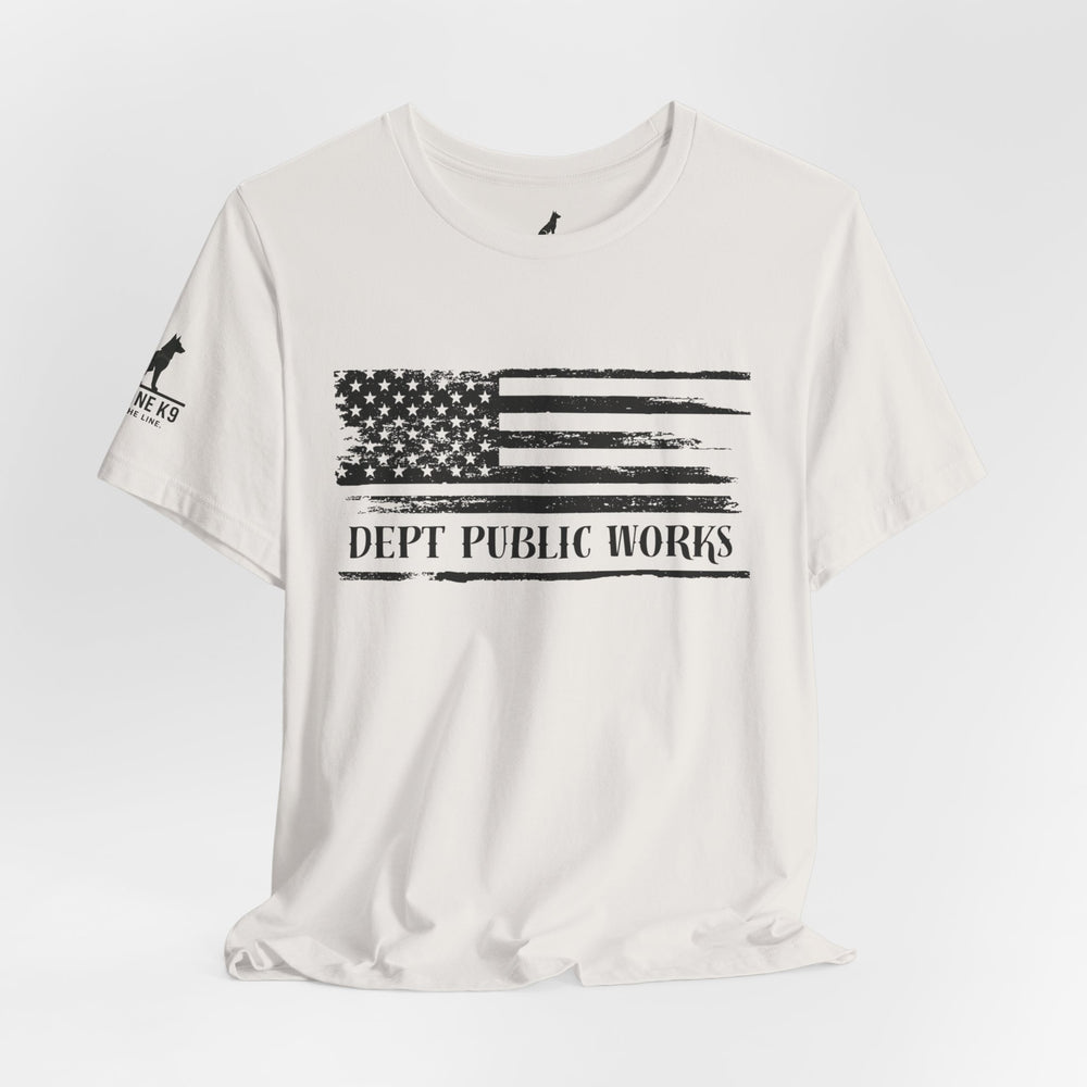 Distressed American Flag – Dept of Works Tee