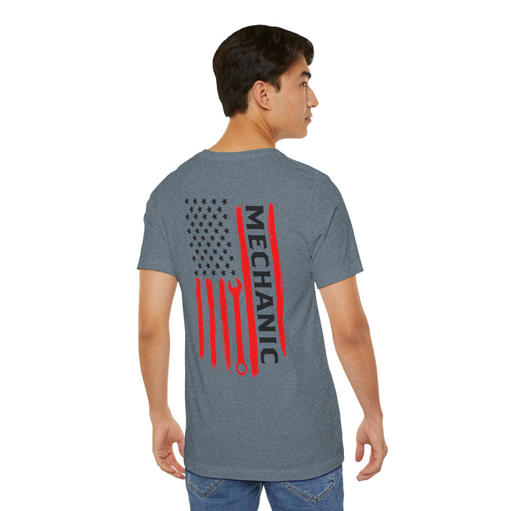 Wrenched & Ready – Mechanic Flag Tee