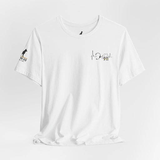 911 Dispatcher Heart T-Shirt – Thin Yellow Line Word Art