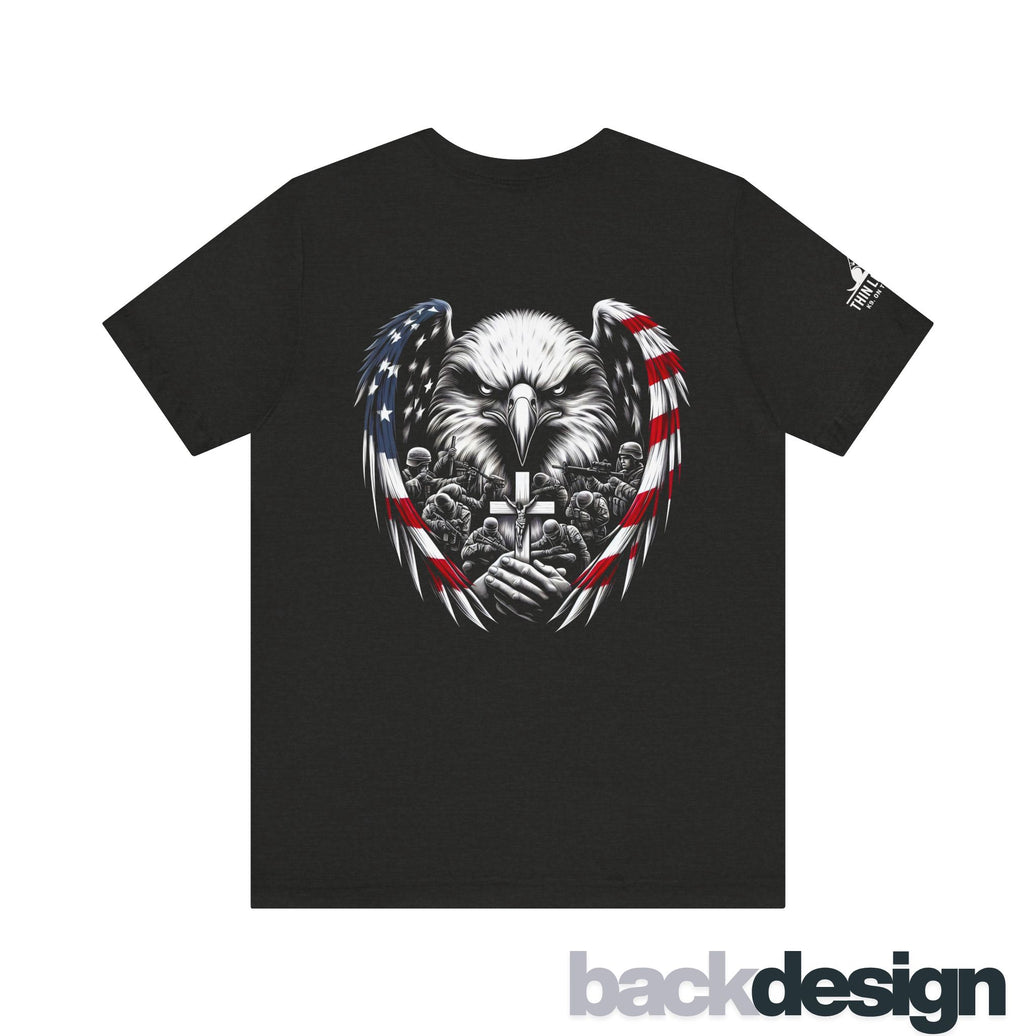 American Flag & Eagle - Embracing Soldiers T-Shirt