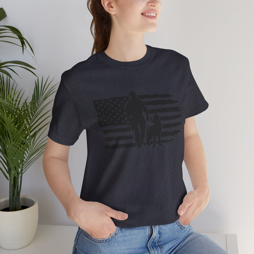 American Flag with K9 and Handler T-Shirt