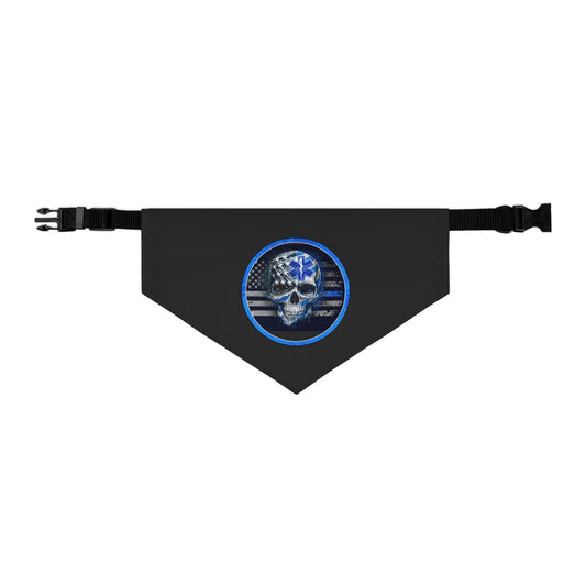 EMT, EMS, Paramedic Thin White Line Flag Skull Dog Bandana | Pet Accessories | Support Emergency Services | Thin White Line