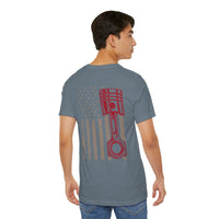 Red, White & Revved Up – Piston Flag Tee