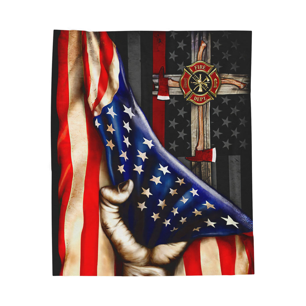 image Patriotic Firefighter Plush Blanket