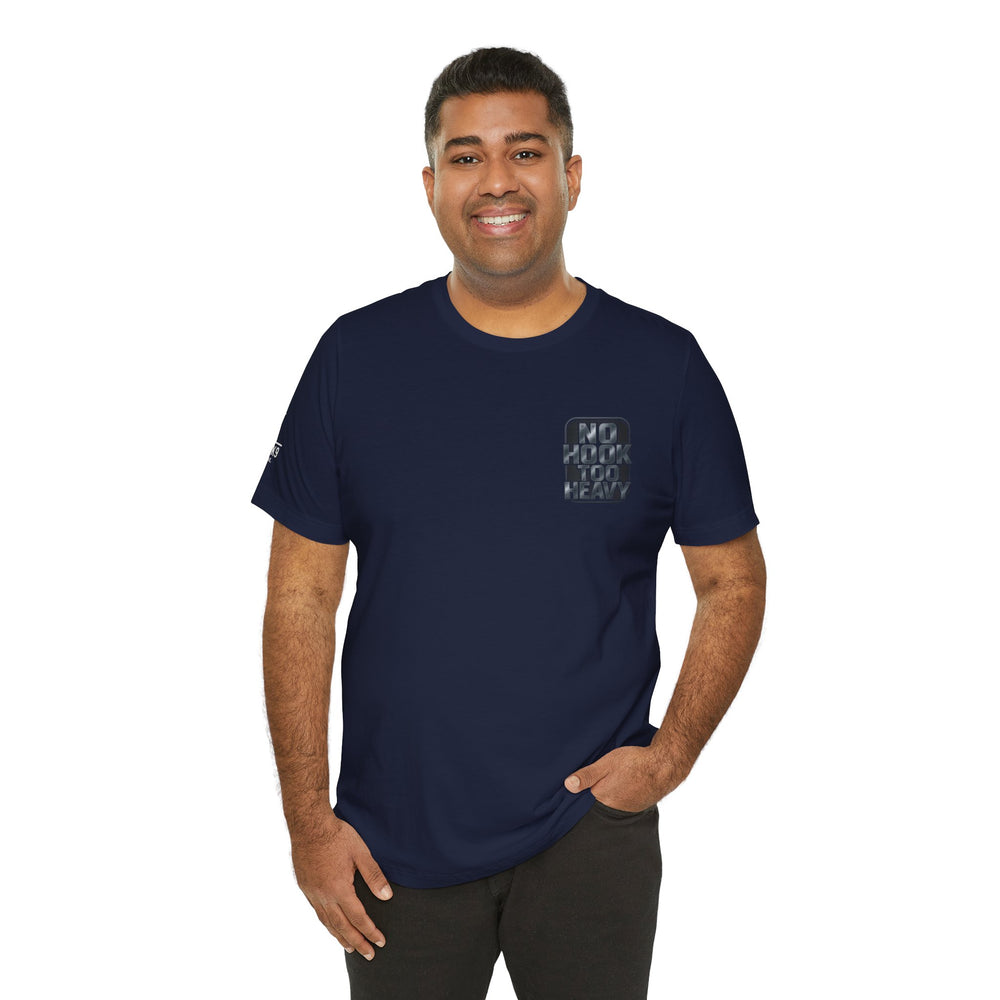 No Hook Too Heavy – Tow Truck Flag Tee