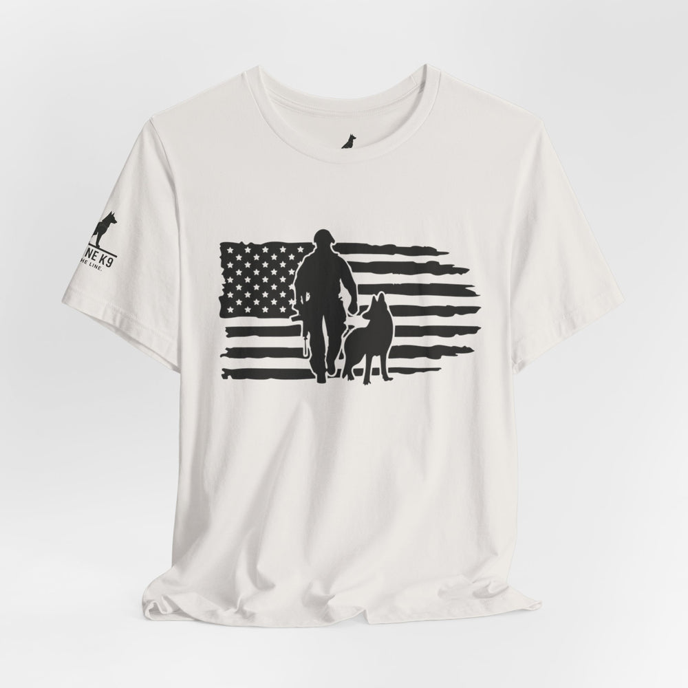 Flag with Officer and K9 T-Shirt