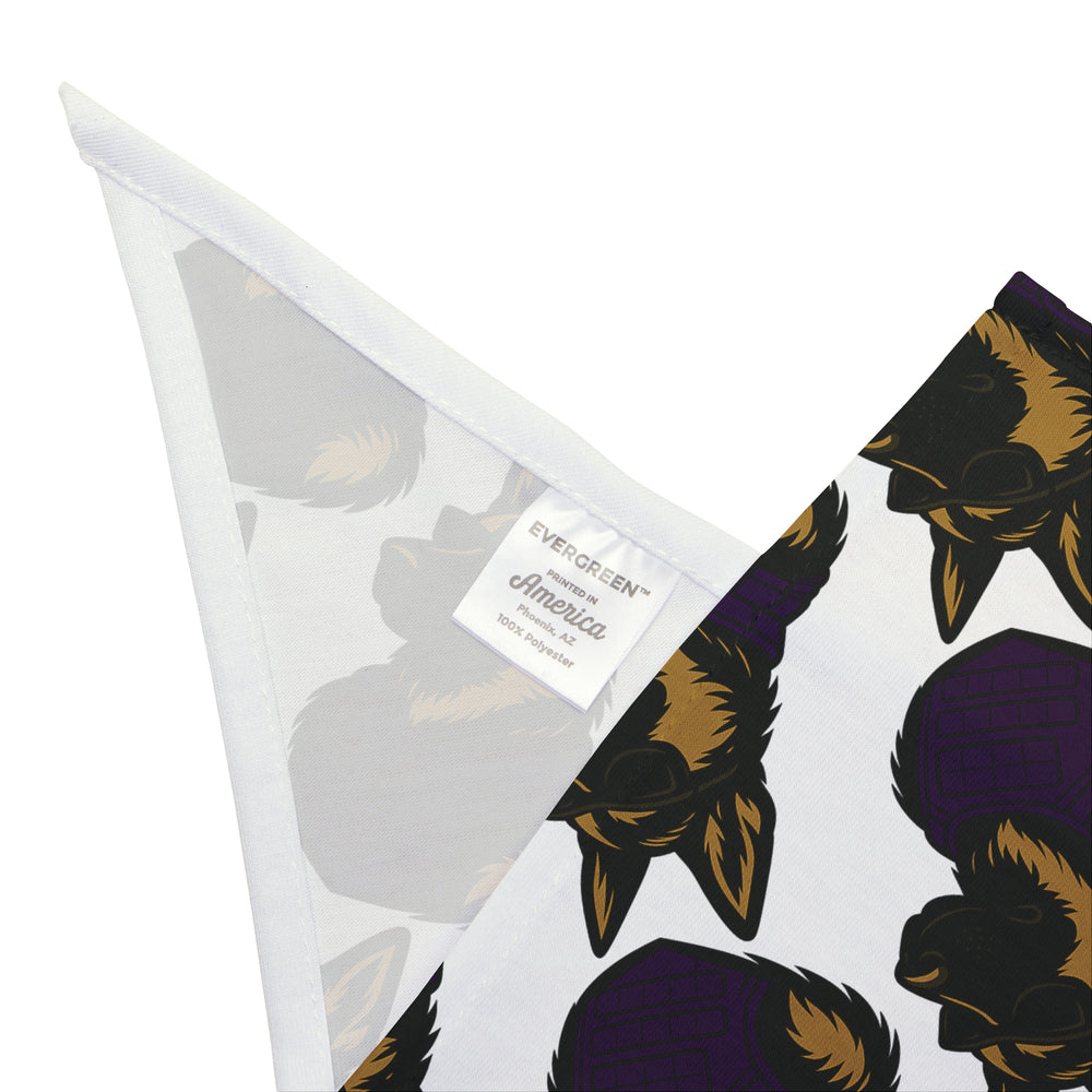 Dog Bandana with German Shepherd Wearing Sunglasses and Purple Tactical Vest