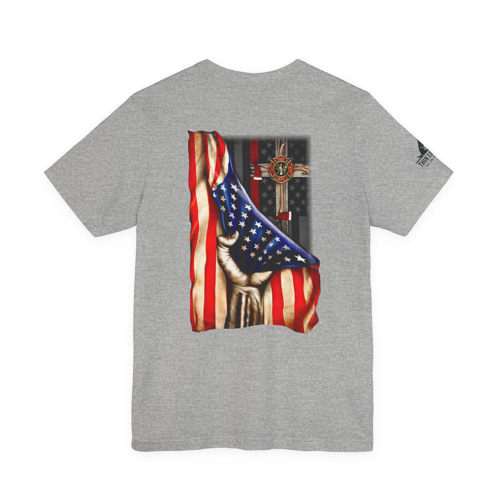 Firefighter Cross American Flag Tee