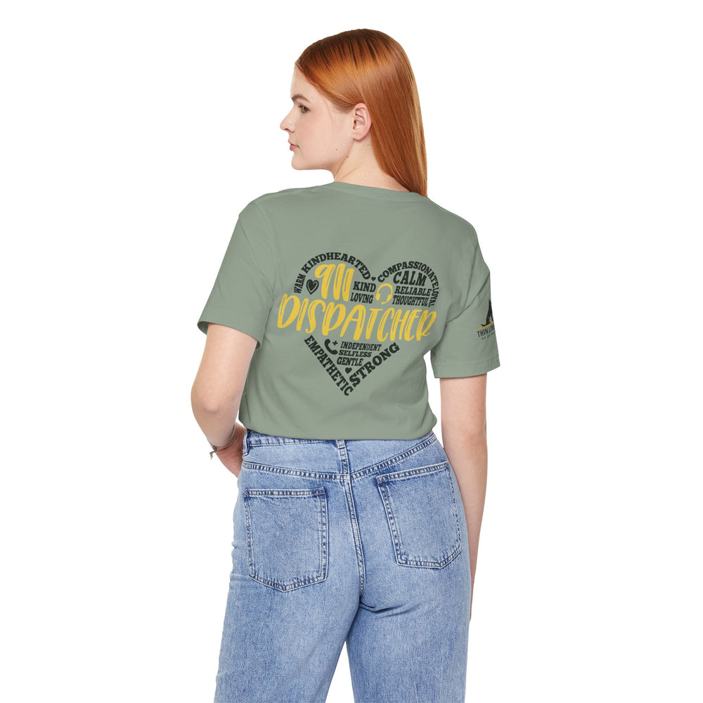911 Dispatcher Heart T-Shirt – Thin Yellow Line Word Art