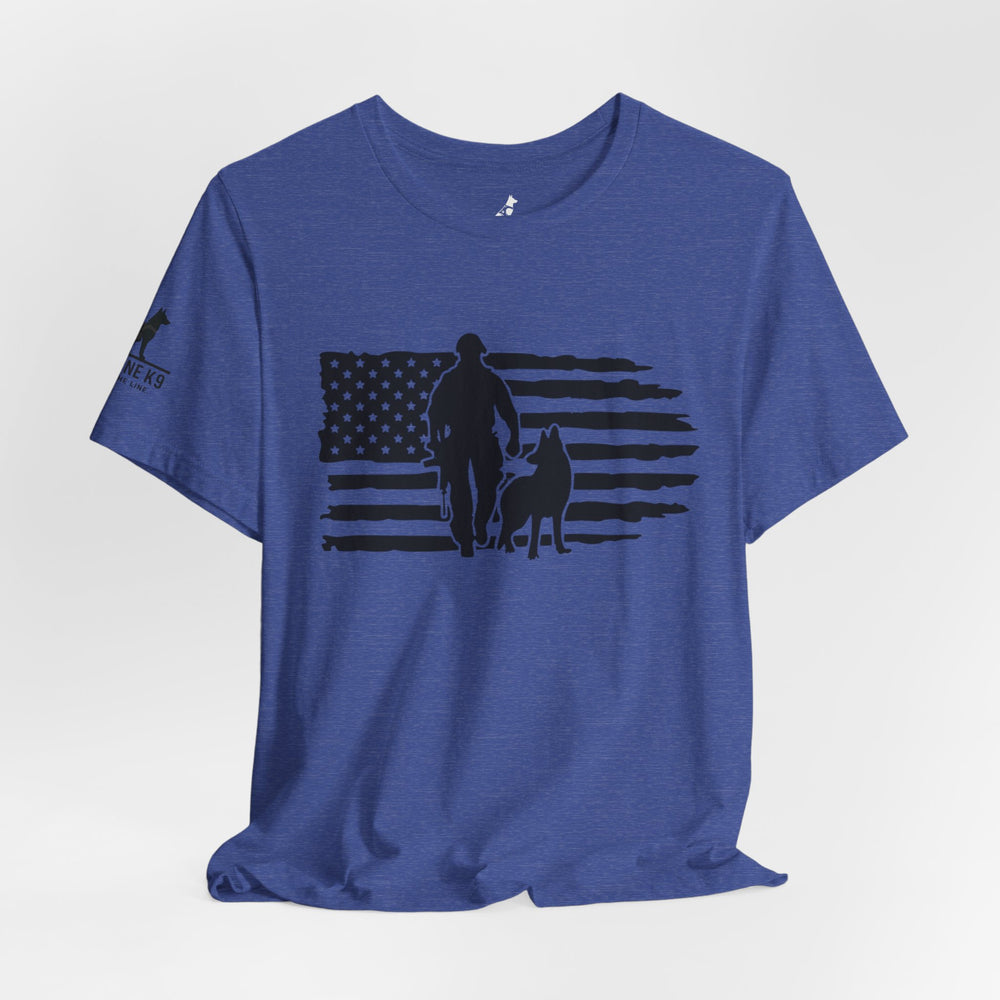 Flag with Officer and K9 T-Shirt