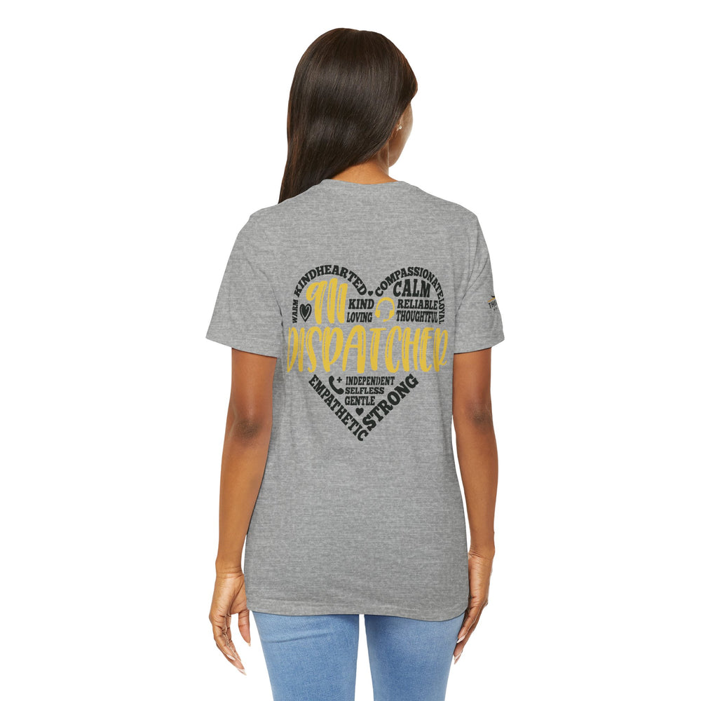 911 Dispatcher Heart T-Shirt – Thin Yellow Line Word Art