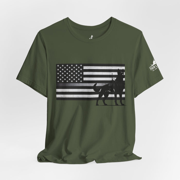 Thin Silver Line Flag K9 T-Shirt