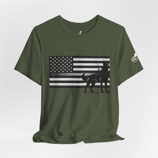 Thin Silver Line Flag K9 T-Shirt